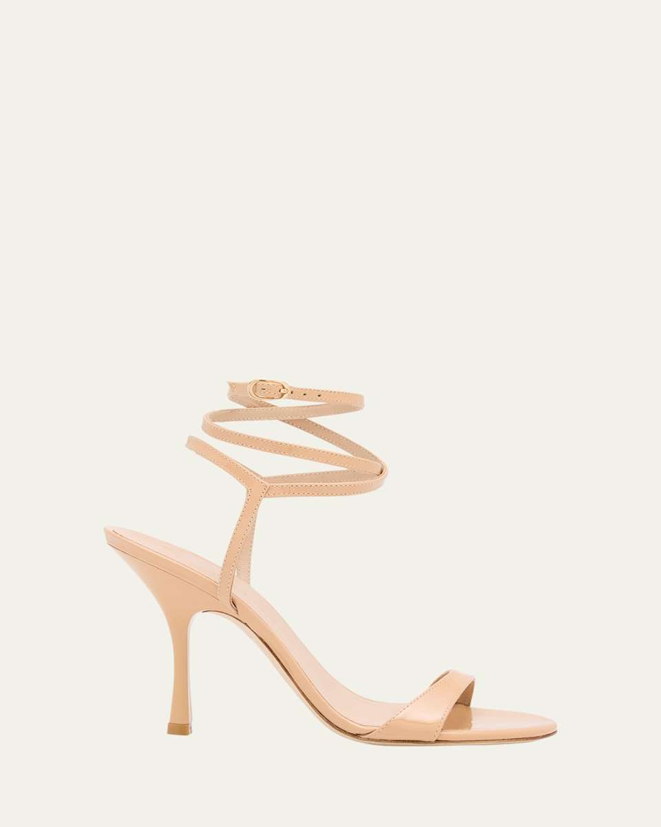 Nudist Patent Ankle-Strap Sandals